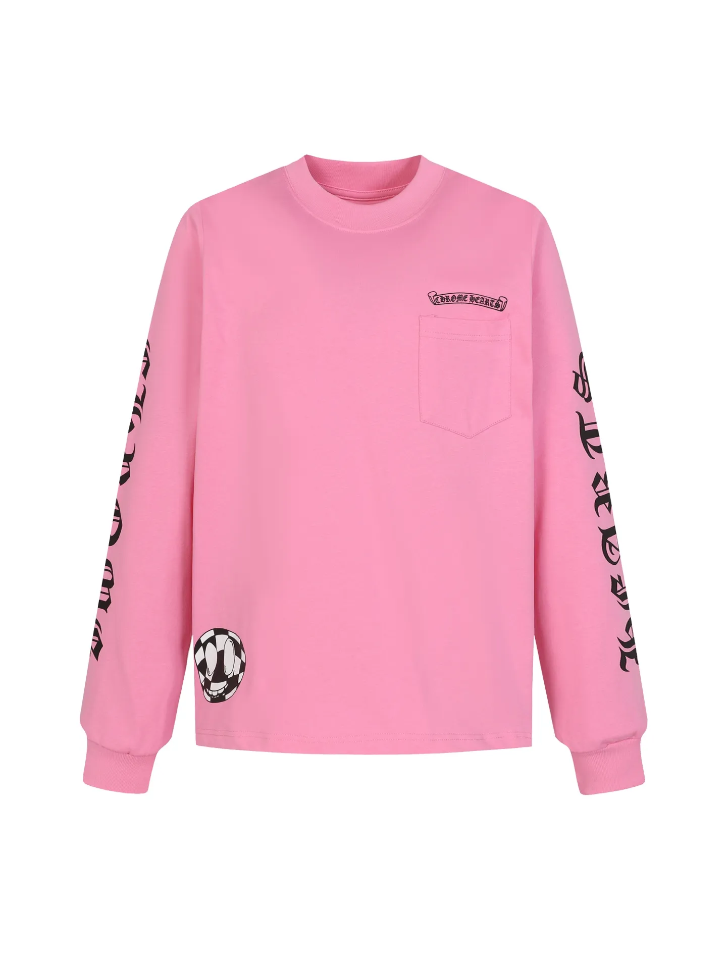 🅿️280 Come hearts/Cro Heart Cherry Blossom Pink Cross✝️Printed long sleeves, great for autumn and winter! Chest pockets, high weight threads on collar and cuffs, custom woven and dyed 280g double yarn pure cotton fabric, washed anti-counterfeiting tags and other auxiliary labels are all correct versions, super conspicuous, super pretty, super atmospheric, the same style for men and women! The overall upper body shows fashion and individuality, and it is a recommended T-shirt for couples to wear together!! Color: pink Size: XS-L